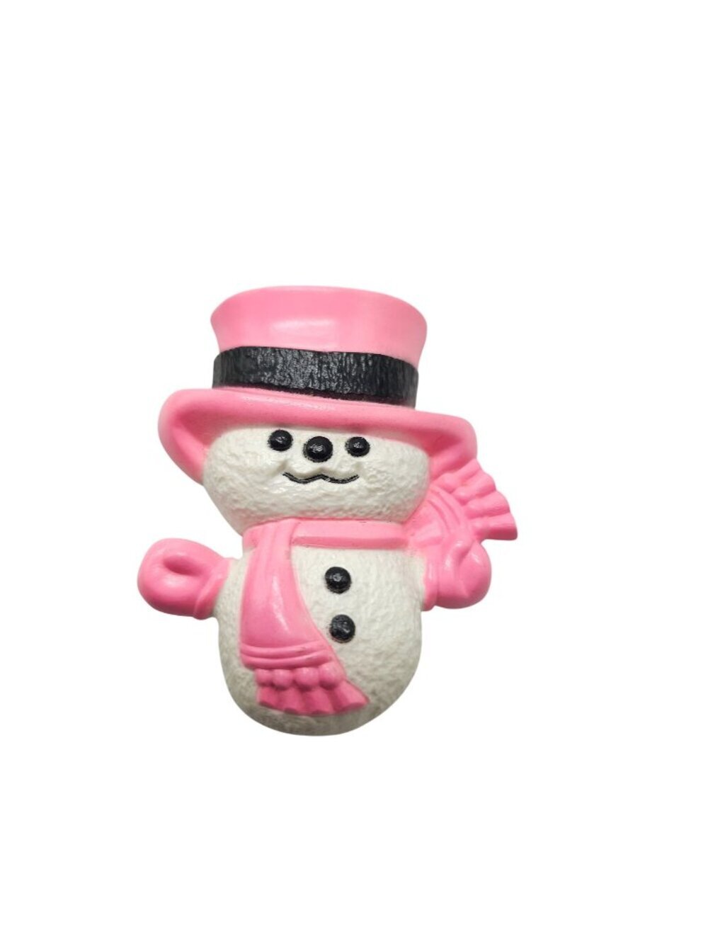 Avon 1974 Snowman Pin With Solid Fragrance Pink Hat & Scarf 2 Inches